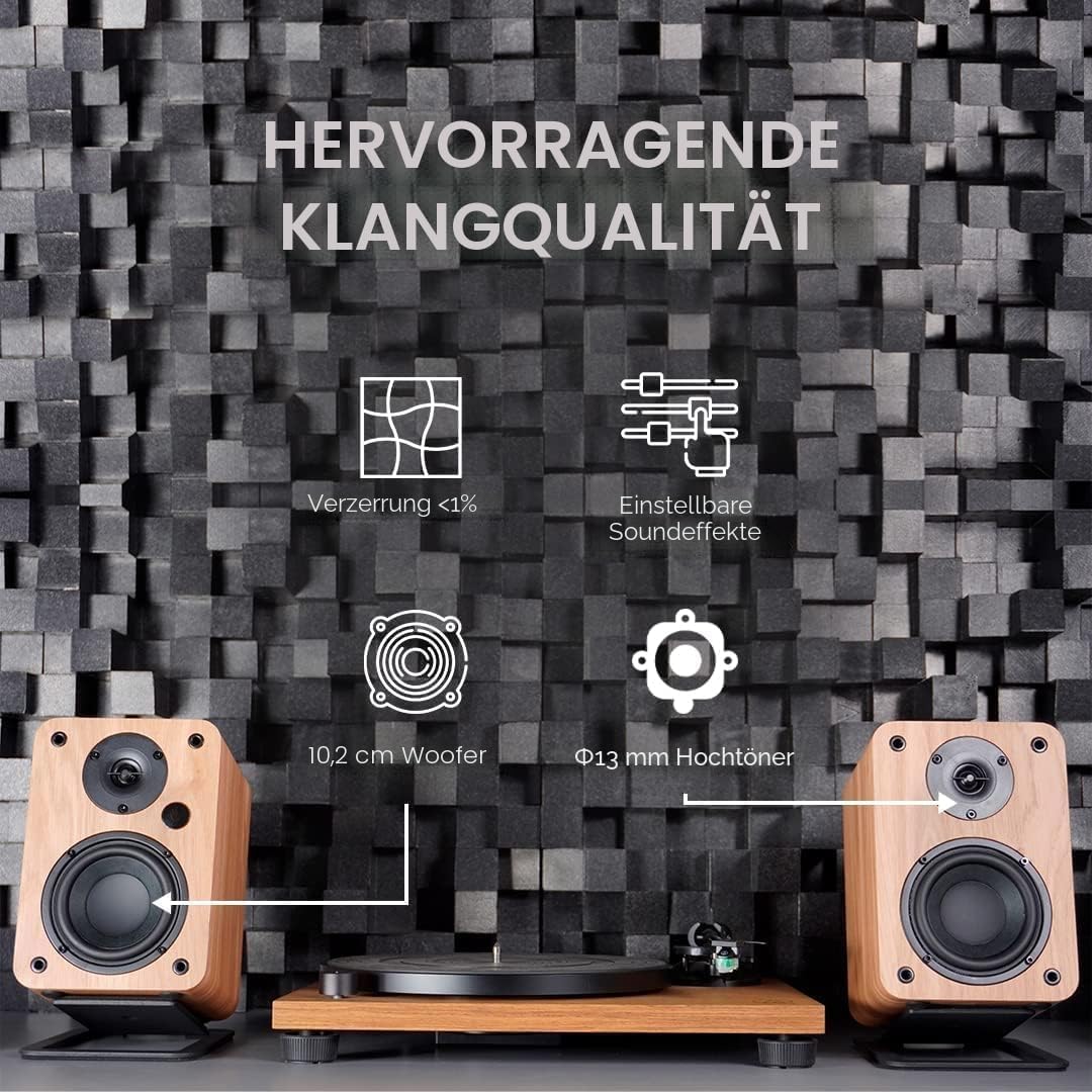 VULKKANO A4 ARC Aktivlautsprecher mit 4" Woofer, Bluetooth 5.0, HDMI ARC, Optica, RCA, USB, mit Subw