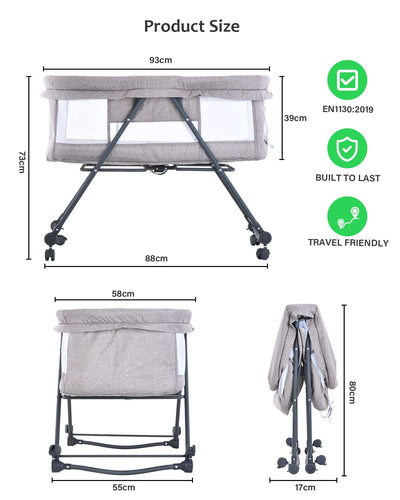 UBRAVOO Faltbares beistellbett Baby, Grab-and-go Baby Bett mit Matratze & Rädern für Neugeborene, Ki