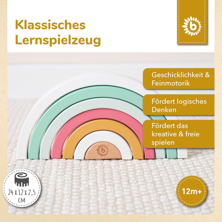 Bieco Regenbogen Holz Beeren Stapelturm Baby Steckspiel Montessori Dekostäbe ab 1 Jahr Berry, Berry