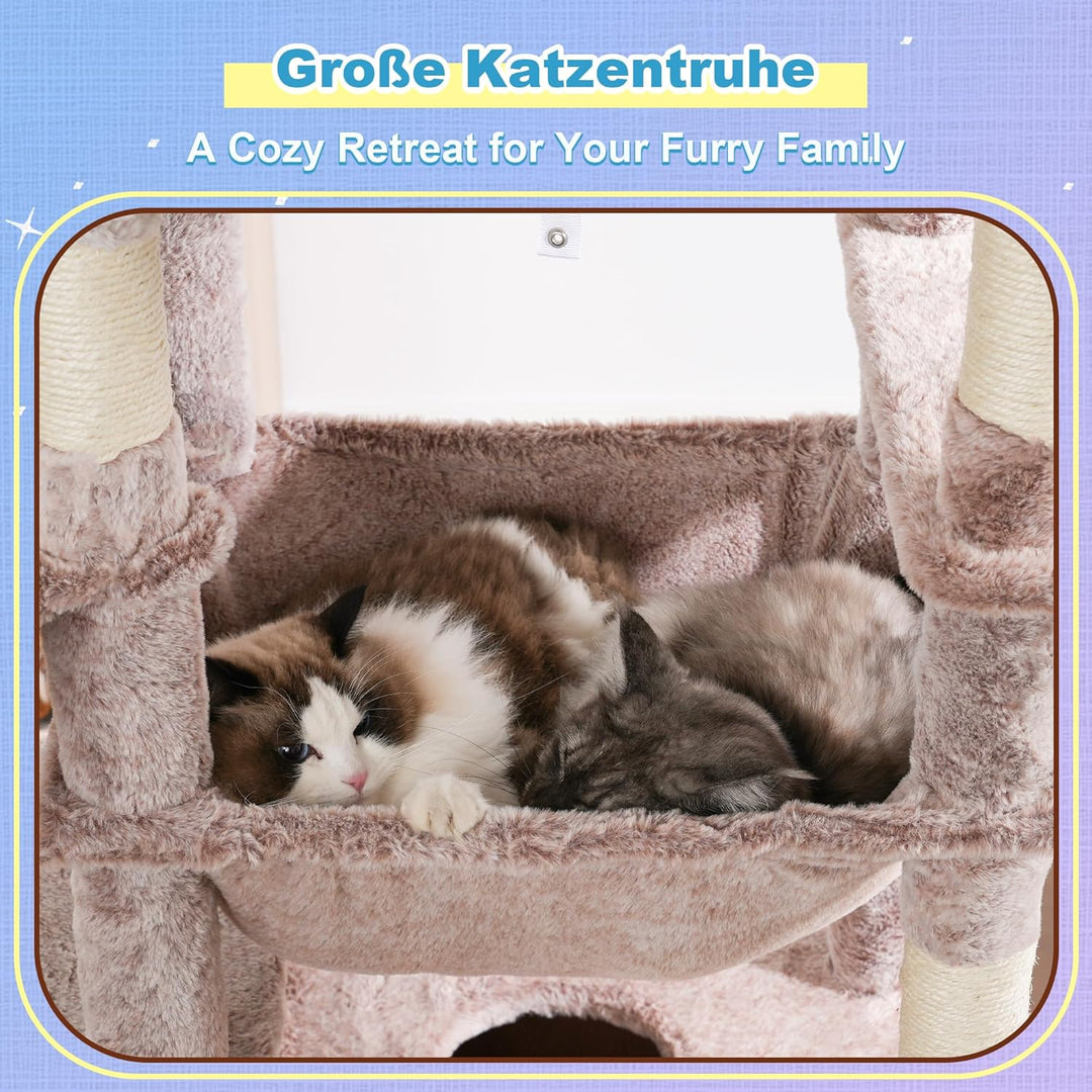 Hey-brother Kratzbaum, 182 cm hoch Katzenbaum für Grosskatze, mehrstöckiger Katzenkratzbaum mit 2 Gr
