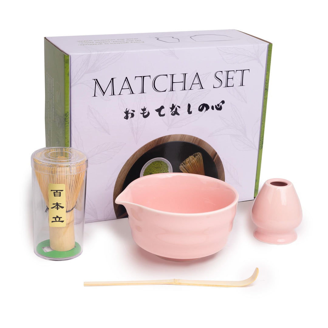 Matcha Whisk Set, 4 Stück,Matcha-Schale mit Ausgiesser und Schneebesen, Matcha-Schaufel | Matcha-Sch