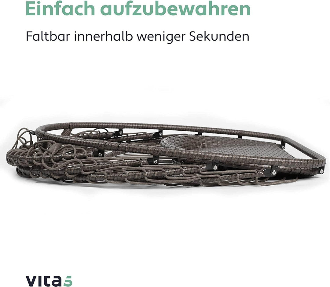 VITA5 Hängesessel mit Gestell - Bequemer Hängekorb Sessel - Rattan Hängesessel Outdoor und Indoor -
