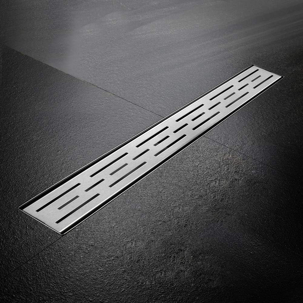 Duschrinne 100cm, Siphon mit Geruchsstop und Haarsieb Randablauf Befliesbar Edelstahl Ablaufrinne, B