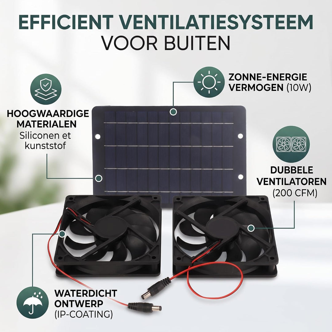 Solar Ventilator 10W 12V wasserdicht Dual für Gewächshaus Hühnerstall | 10W Solarpanel 12V Dual-Lüft
