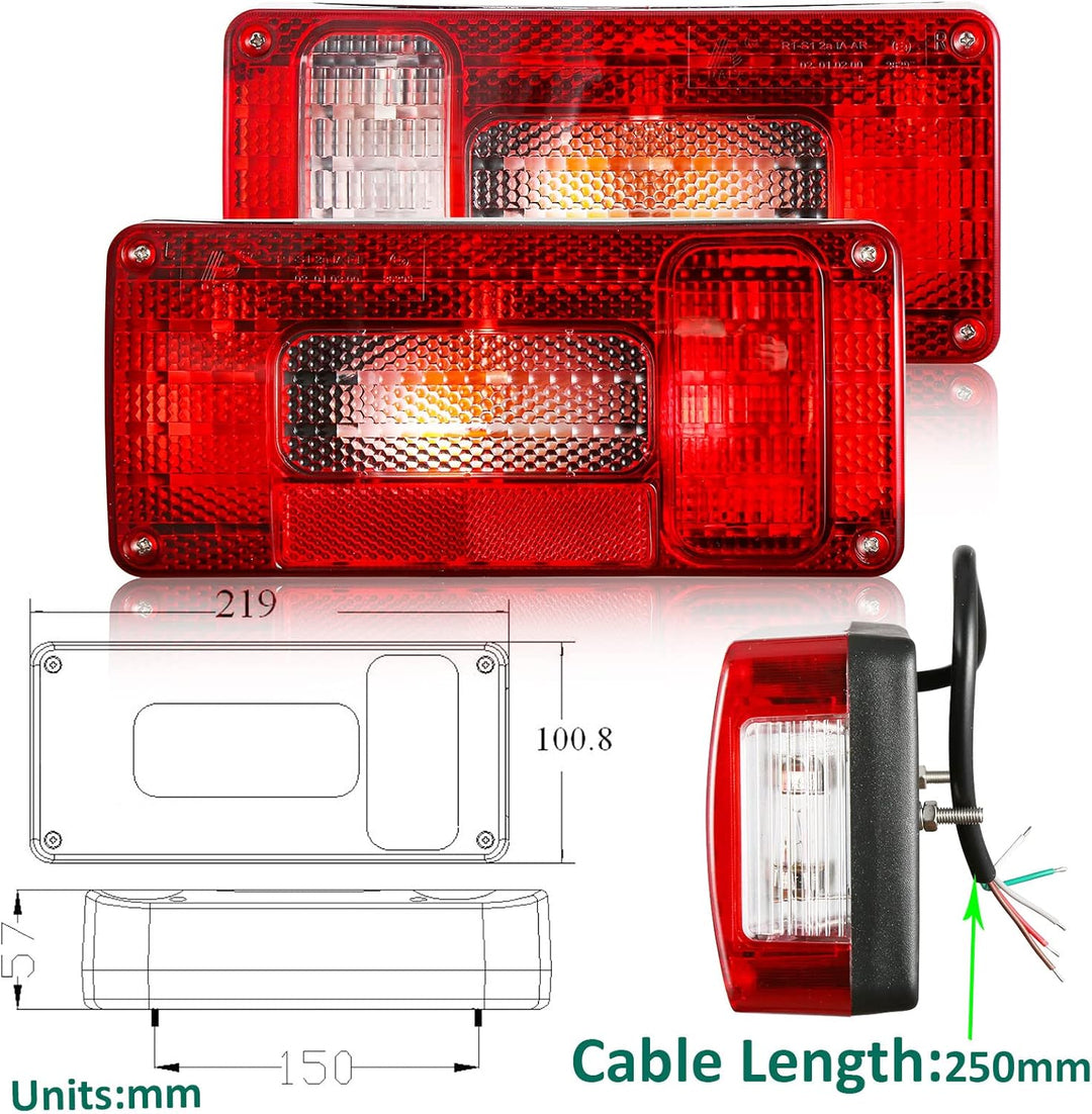 DARKGUARD Rückleuchten Satz Anhänger 12v,mit E4 Prüfzeichen,7Funktion 2pcs Halogen Rücklicht Anhänge