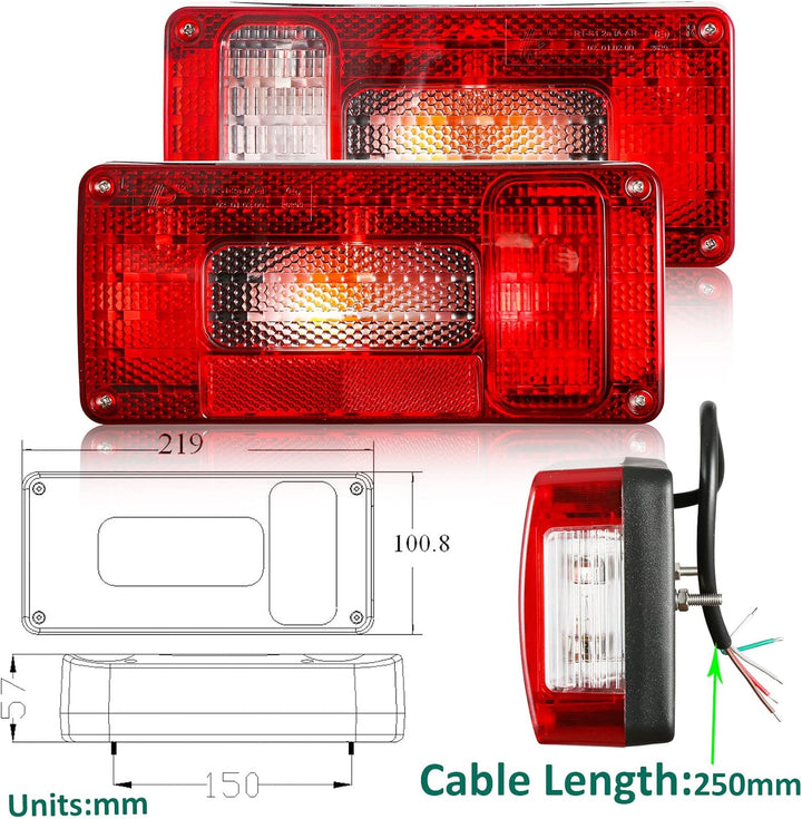 DARKGUARD Rückleuchten Satz Anhänger 12v,mit E4 Prüfzeichen,7Funktion 2pcs Halogen Rücklicht Anhänge
