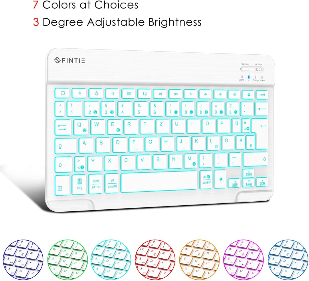 Fintie Tastatur Hülle für iPad 10. Generation 2022 (10.9 Zoll), Keyboard Case mit 7-farbig Beleuchte