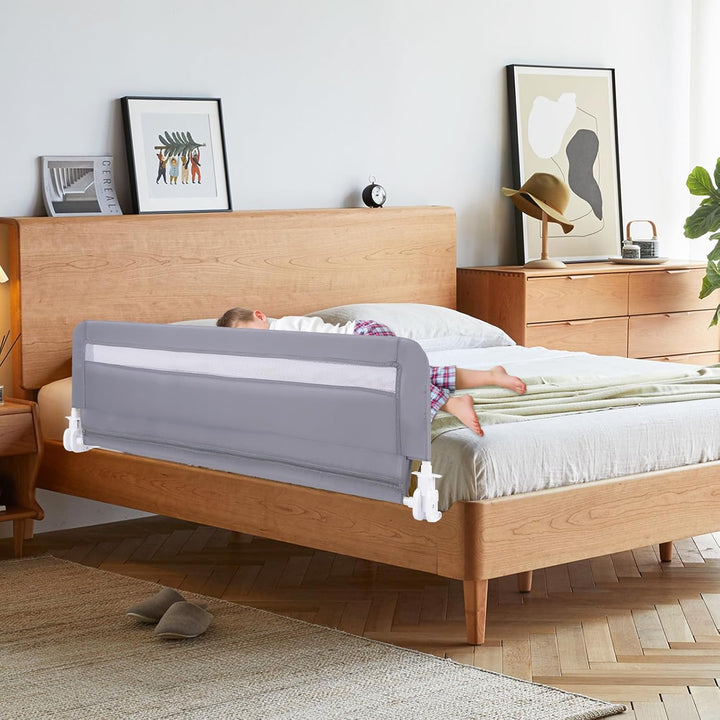 COSTWAY Bettgitter klappbar für Kleinkinder, 120 x 42 cm Bettschutzgitter mit Sicherheitsgurt & abne