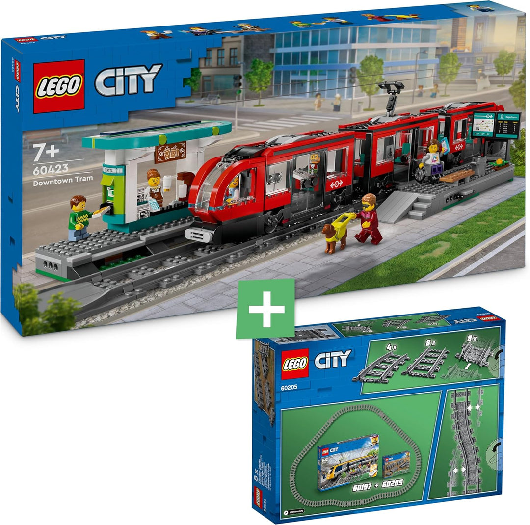 Lego City Strassenbahn mit Haltestelle (60423): Lego Strassenbahn mit Lego Schienen Erweiterung (602