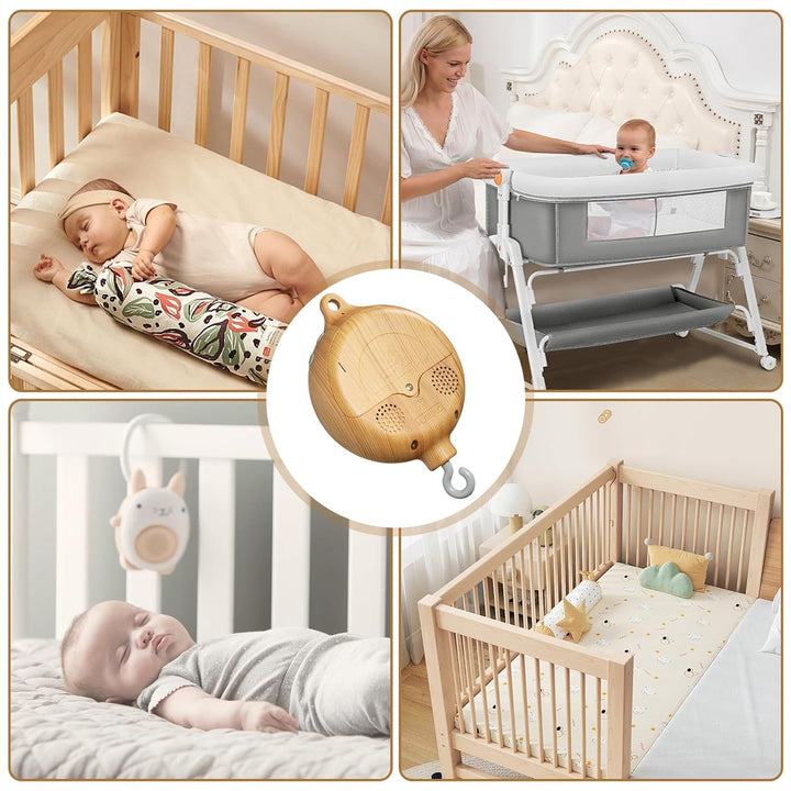 Baby Mobile Spieluhr Music Box Bettglocke,Holzoptik Kinderbett Mobile Motor Baby Spieluhr Spinner Mo