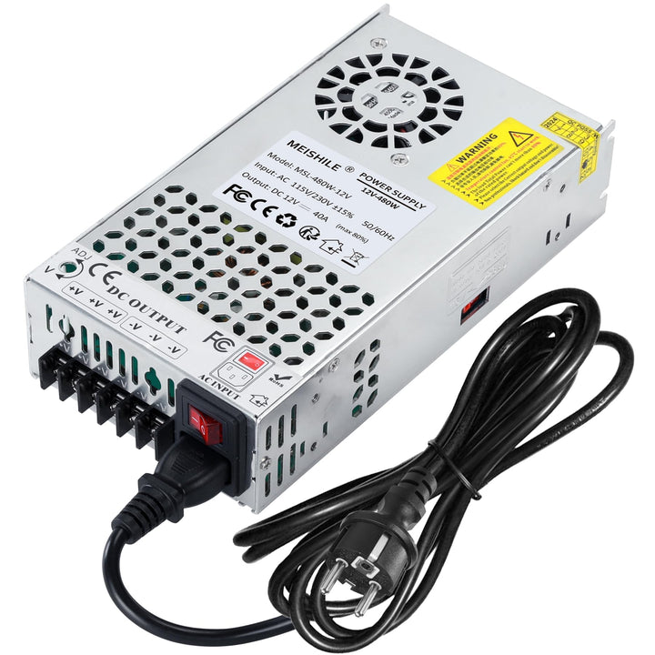 MEISHILE 12V 40A 480W Netzteil Schaltnetzteile Universal Stromversorgung AC to DC Transformator mit
