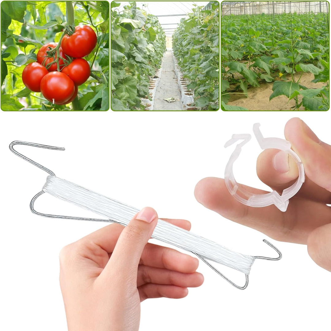 Tomatenhaken mit Schnur, 50Stück Tomatenhaken Metall, Robuster Tomatenhaken | Tomatenhaken mit 100 P