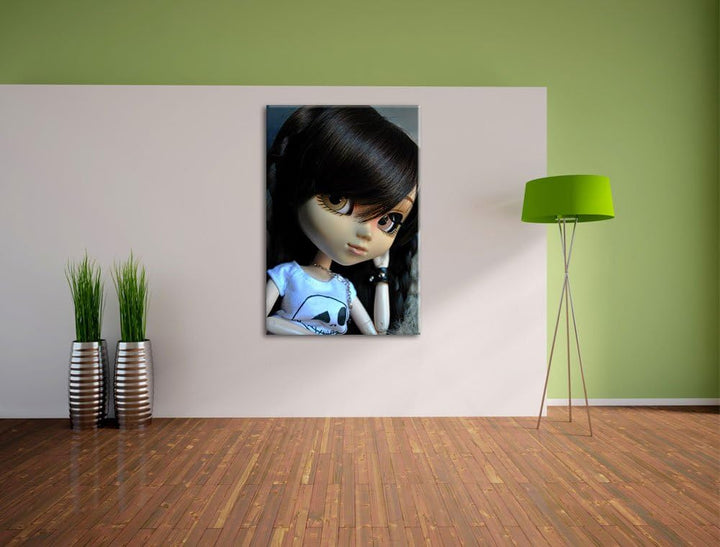 Pullip-Püppchen Scarlett Leinwand, XXL riesige Bilder fertig gerahmt mit Keilrahmen, Kunstdruck auf