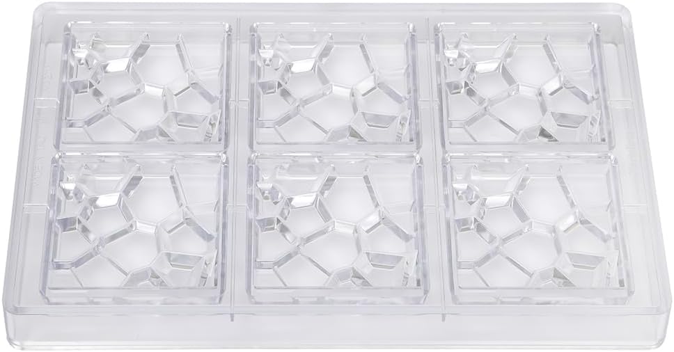 Martellato Schokoladenform STONE für 6 Schokoladentafeln, extravagantes Design, Polycarbonat, transp