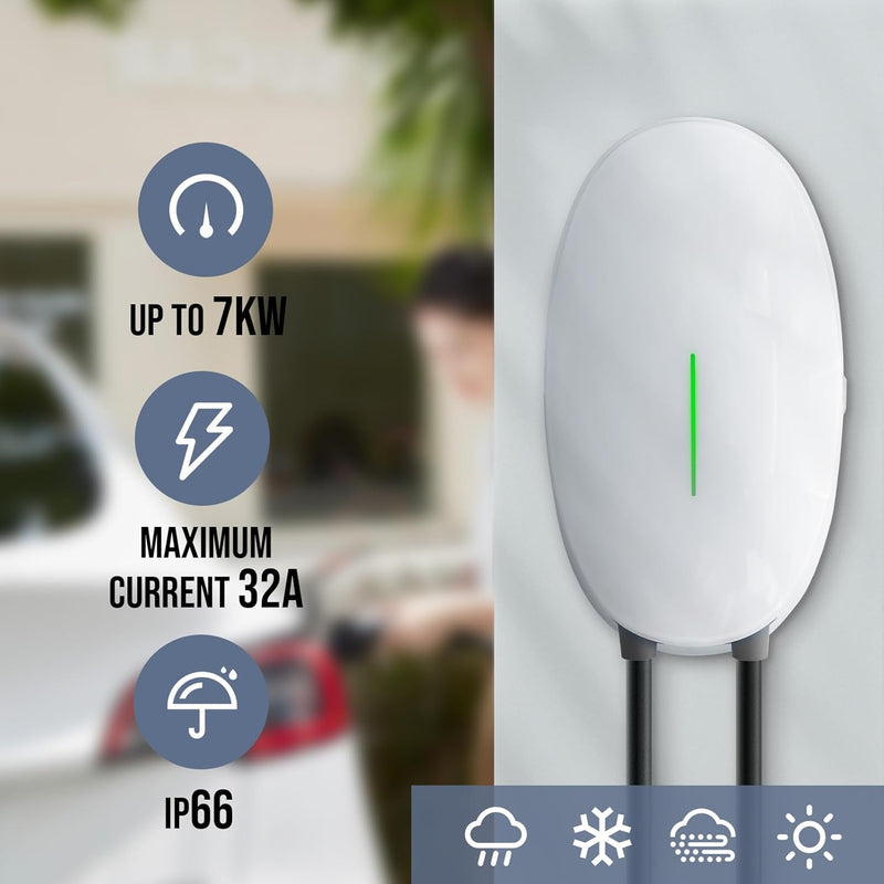 Teskee EV-Ladegerät Typ 2 Wallbox Home Smart EV-Autoladestation für alle Elektrofahrzeuge und Plug-i