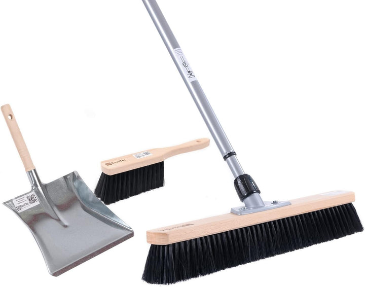 BawiTec Profi Kehrbesen Set Kehrset XL Besen 60cm Saalbesen #0715 inkl. Metall-Teleskopstiel verstel