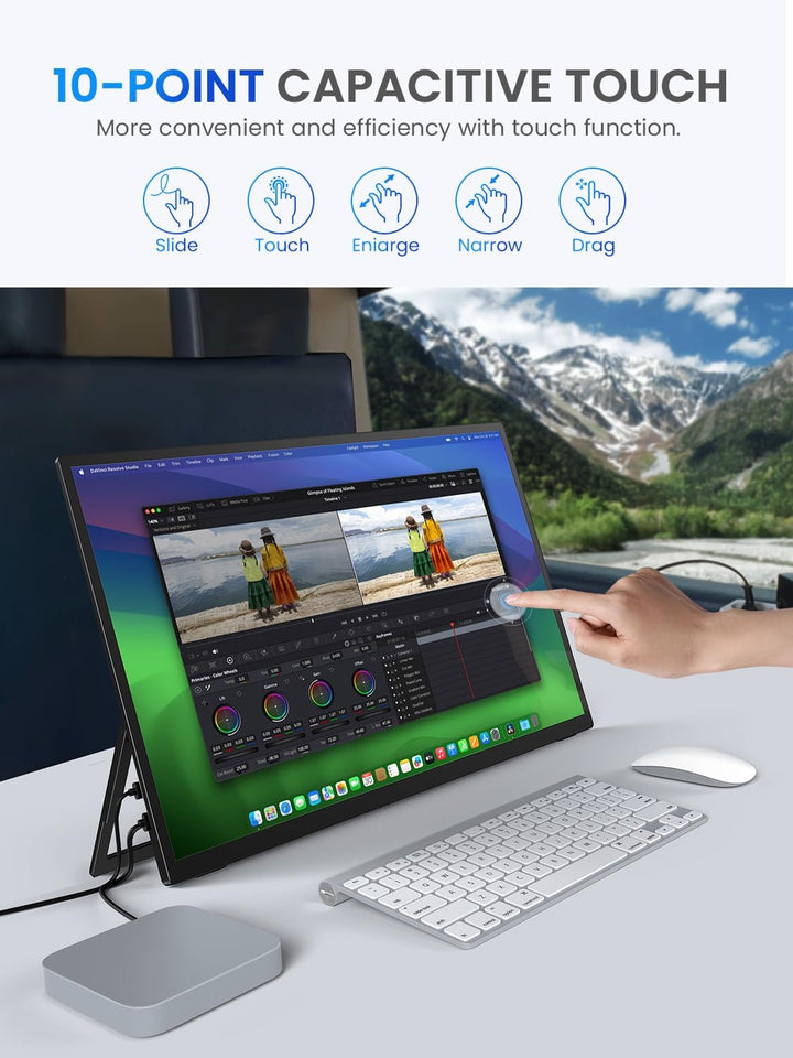 UPERFECT Portable Monitor 18,5 Zoll 120Hz Tragbarer Monitor Full HD Mobiler Monitor mit Integrierter