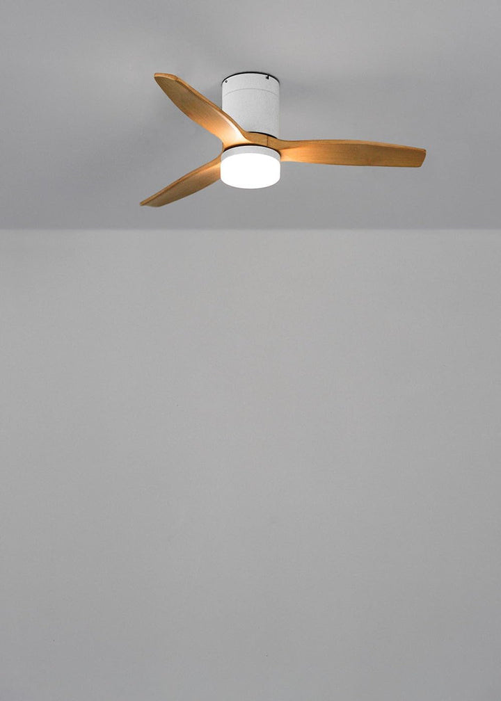 CREATE / WINDCALM S/Deckenventilator ABS mit Beleuchtung Weiss Hellesholzflügel mit Fernbedienung /