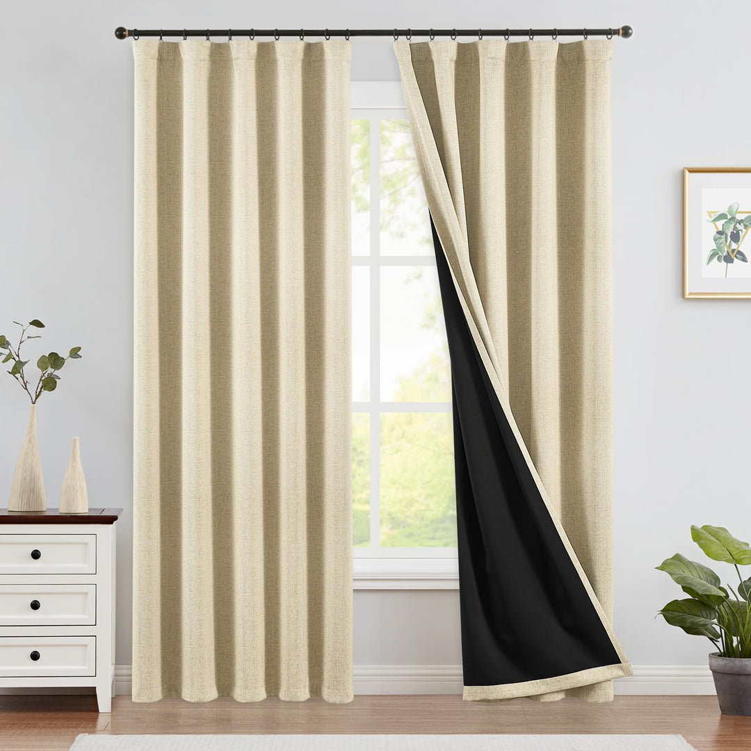 TOPICK 100% Verdunklungsvorhänge Gardinen mit Stangedurchzug Thermovorhang Blickdicht, H210xB140 cm
