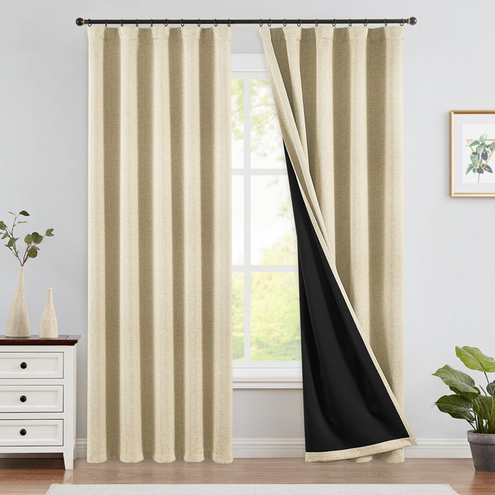 TOPICK 100% Verdunklungsvorhänge Gardinen mit Stangedurchzug Thermovorhang Blickdicht, H210xB140 cm