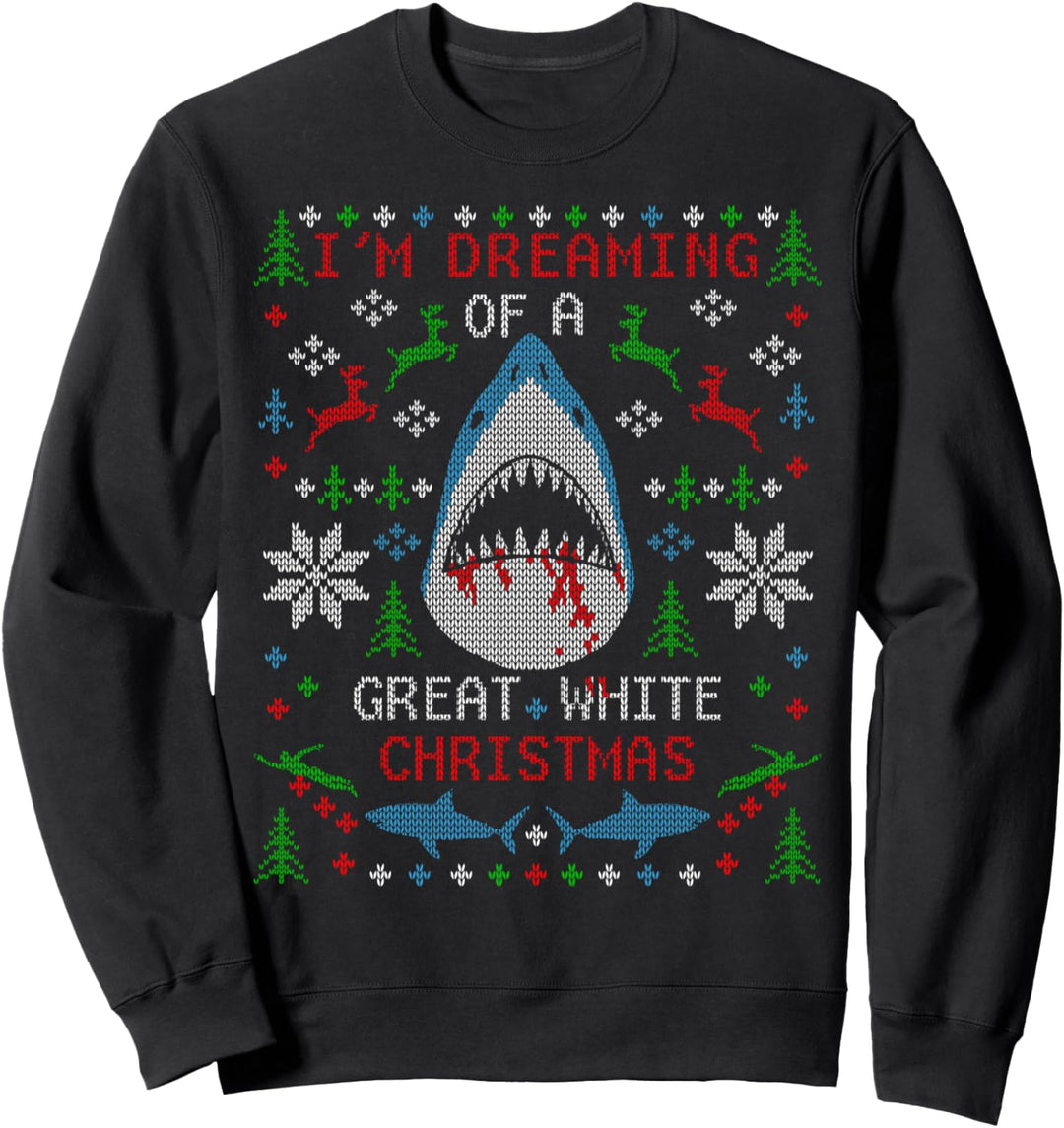 Lustiger weisser Hai Ugly Christmas Sweater Shirts Sweatshirt