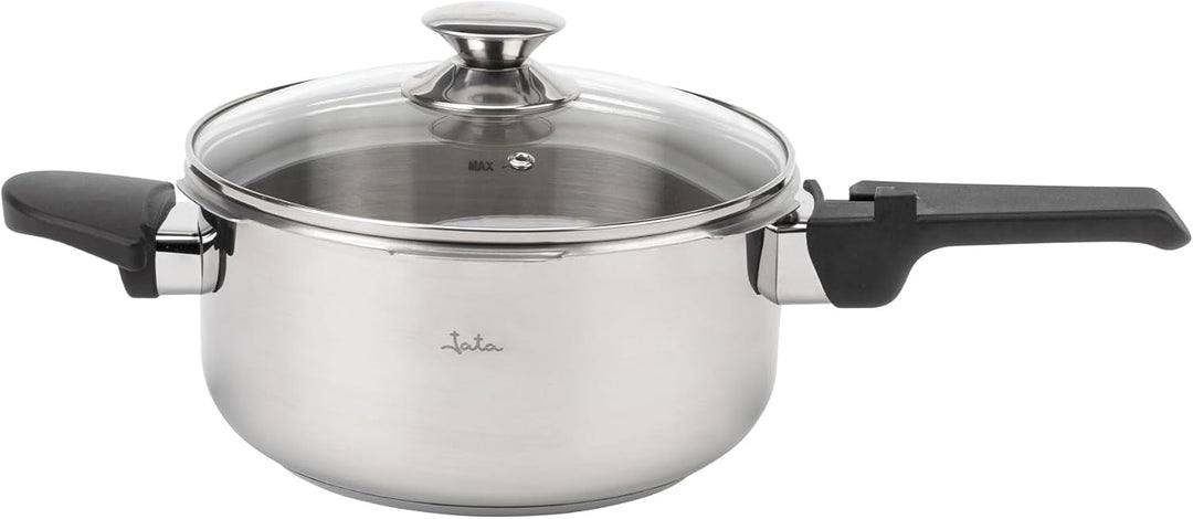 JATA Home HOLL2547 Express-Schnellkochtopf, 4 l + 7 l, Edelstahl, SUS304, Induktion, 2 Druckstufen,