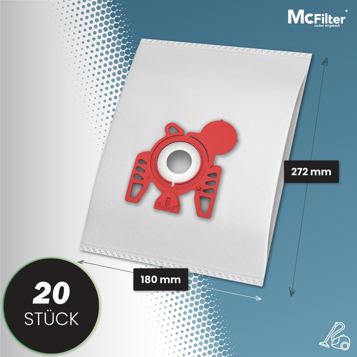 McFilter I 20 Staubsaugerbeutel geeignet für Miele Compact C2 EcoLine + 2 Motorschutzfilter, stabile