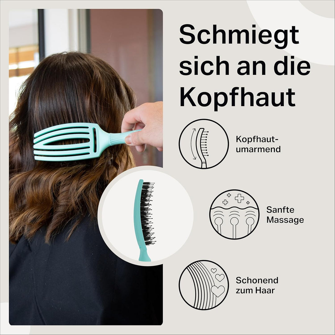 Olivia Garden Fingerbrush Care Iconic - Medium - Mint - Detangler Bürste mit Wildschweinborsten & Ny
