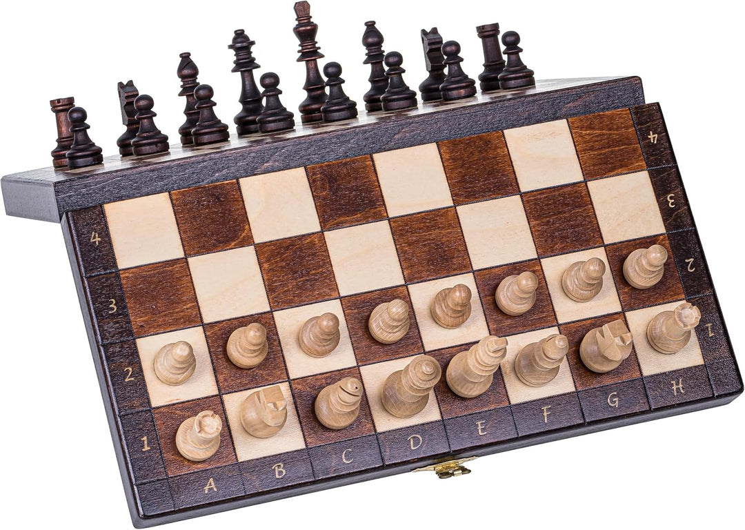 Square - Schach Schachspiel - MAGNETISCHE LUX- 28 x 28 cm - Schachfiguren & Schachbrett aus Holz