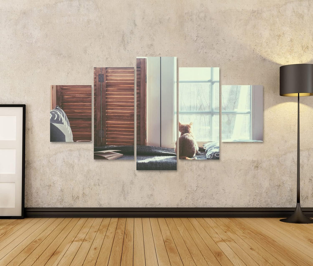 islandburner Bild auf Leinwand Katze Warm Gemütlich Fenster Buch Bilder Wandbilder Poster Leinwand 1