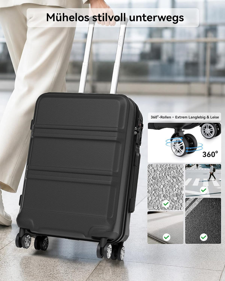 KONO Koffer Trolley Reisekoffer XL (74cm) Schwarz, XL (74cm) Schwarz