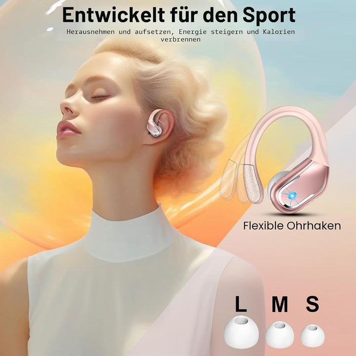 Bluetooth Kopfhörer Sport, 75Std Kopfhörer Kabellos Bluetooth 5.4, 3D Stereo, In Ear Kopfhörer 4 ENC