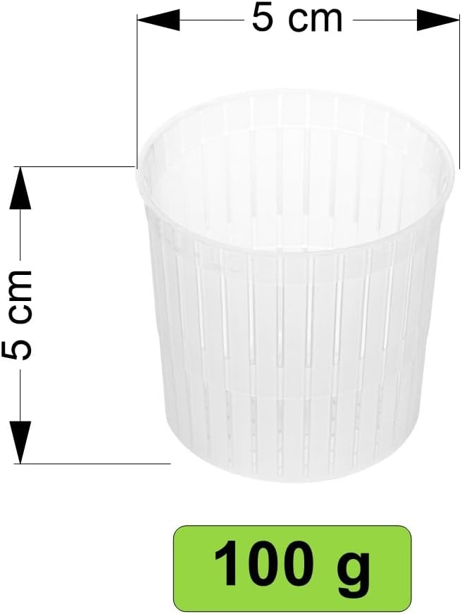 AlcoFermBrew 50 x Käseform 5x5cm - 100g - Ricotta – Käseformen | Korb | Käseherstellung | Lab