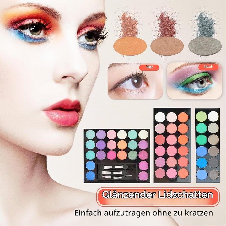 BrilliantDay 148 Farben Lidschatten Palette Contouring Kit Kombination mit Blusher und Press Powder,