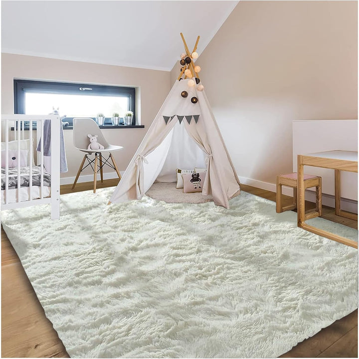 Bibykivn Teppich Wohnzimmer Hochflor Teppiche Waschbarer, 80x160 cm Moderner Langflor Teppiche Anti-