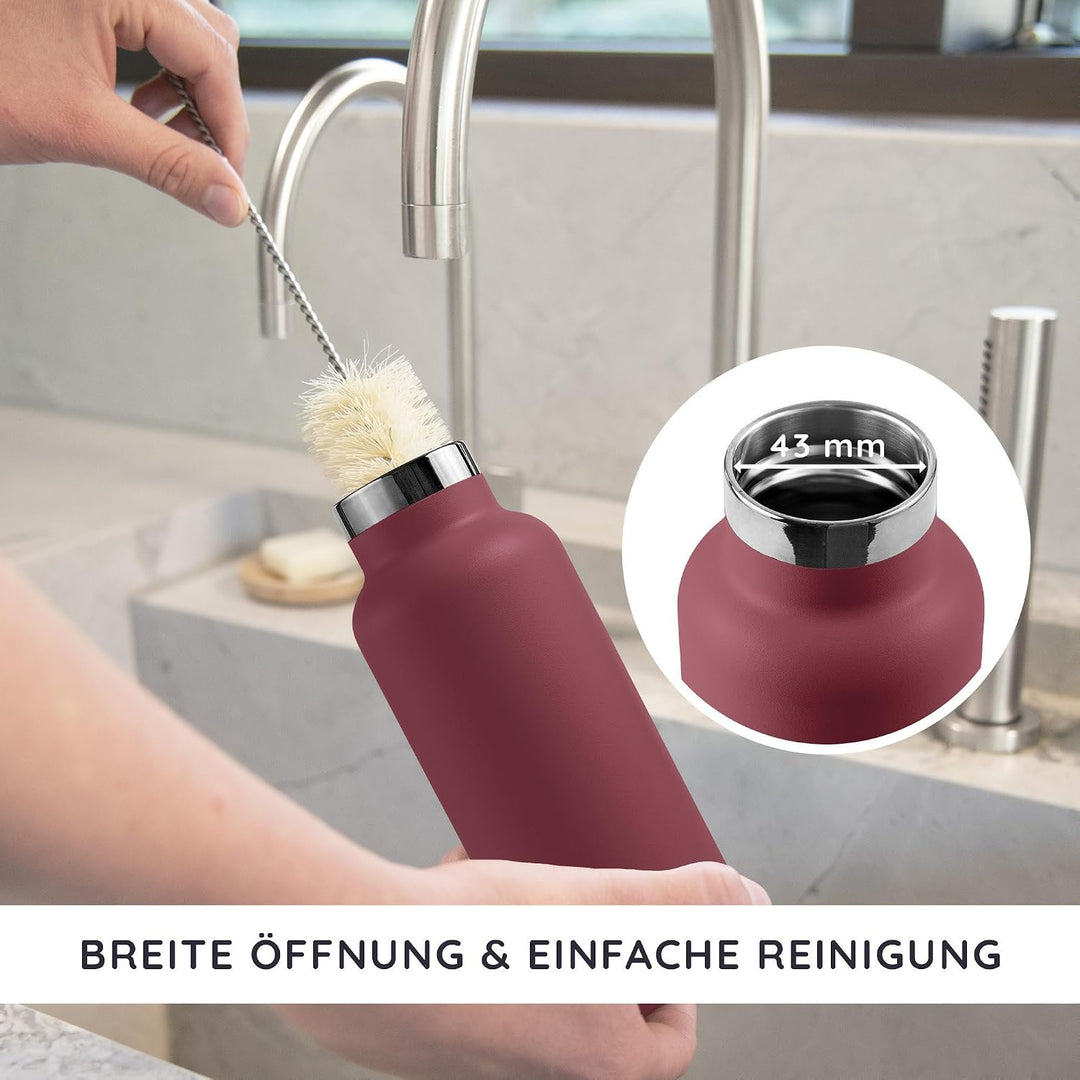 Bambaw Thermosflasche 500ml, Trinkflasche Rot, Edelstahl Trinkflasche, Flasche 500ml, Fahrrad Thermo