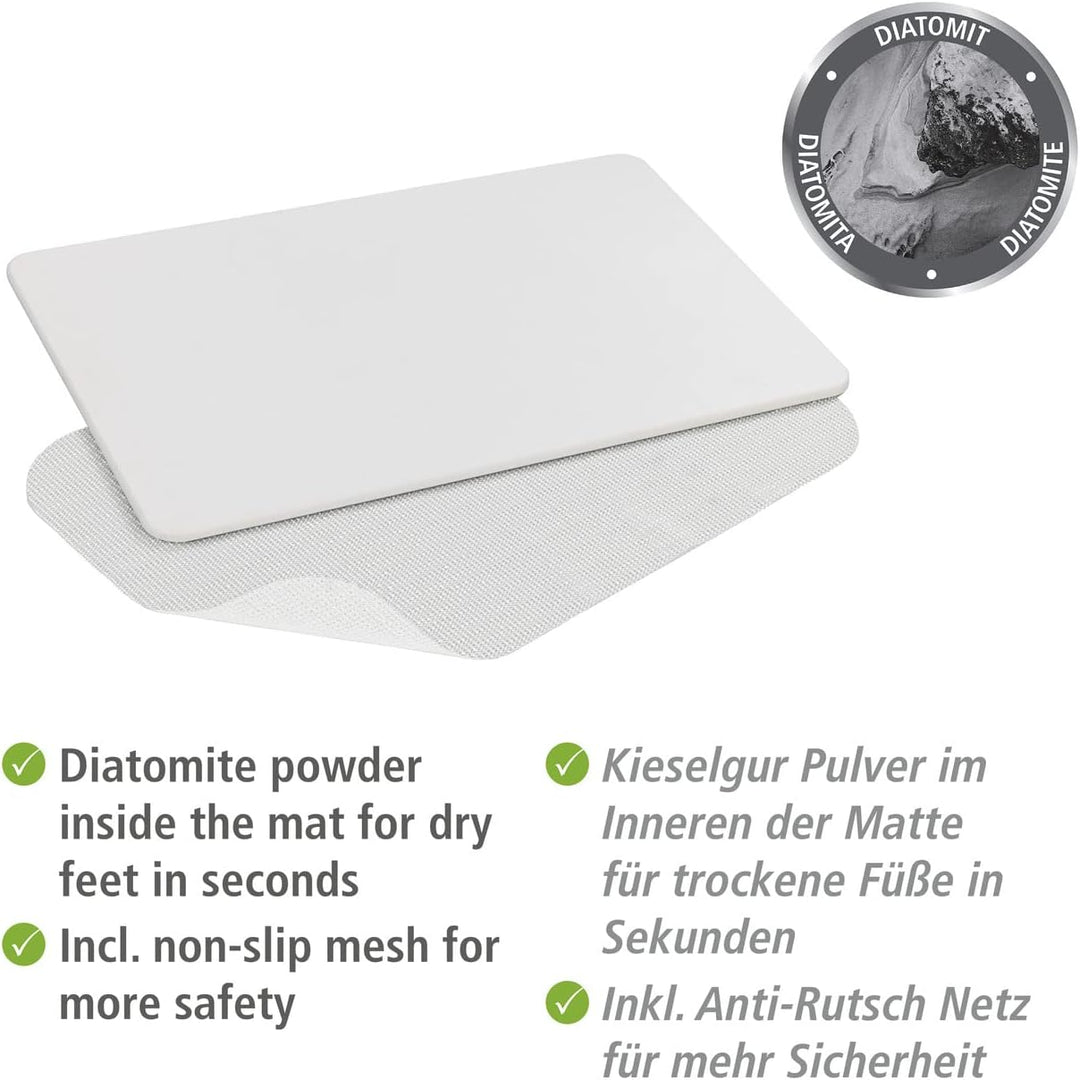 WENKO Badezimmervorlage Mod. Simi aus Kieselgur, hygienische Saunamatte rutschfest, natürlich und la