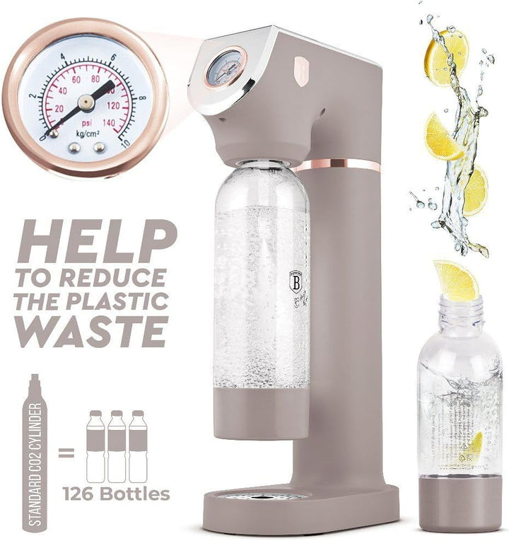 Berlinger Haus Sodabereiter SODABAR + 2 Flaschen Taupe Collection | Stilvoll, Kompakt und Umweltfreu