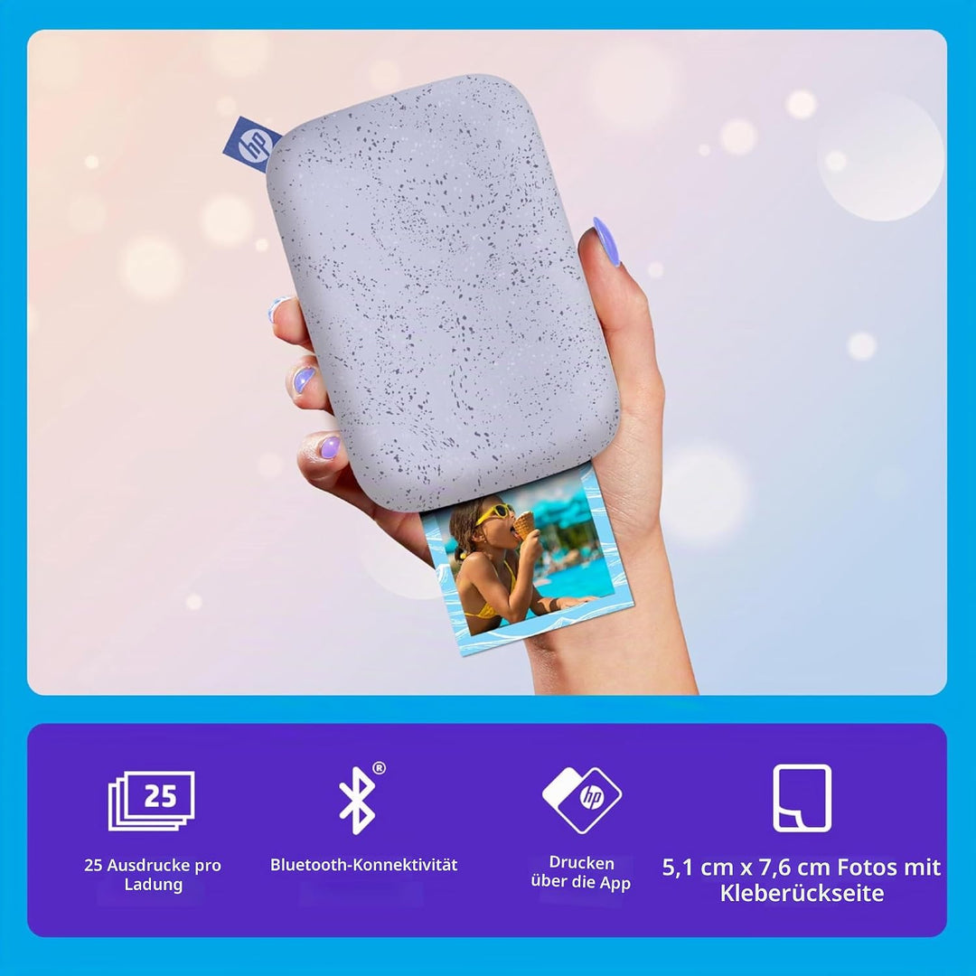 HP Sprocket Portable 2x3 Zoll Sofortbilddrucker (Lila) Zink-Papierbündel, Lila