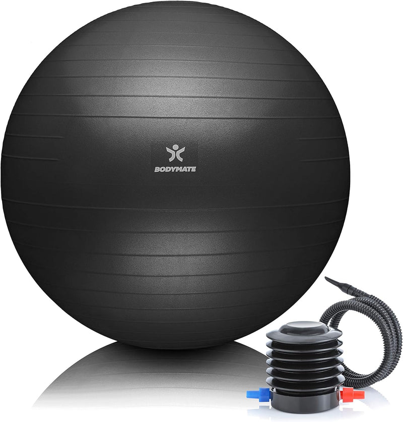 BODYMATE Gymnastikball Sitzball Trainingsball mit GRATIS E-Book inkl. Luft-Pumpe, Ball für Fitness,