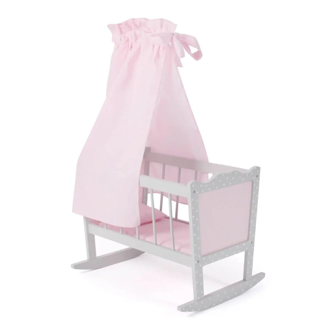 Bayer Chic 2000 - Puppenwiege, Wiege für Puppen, Puppenbett, Puppenmöbel, Puppenzubehör, Puntos grau
