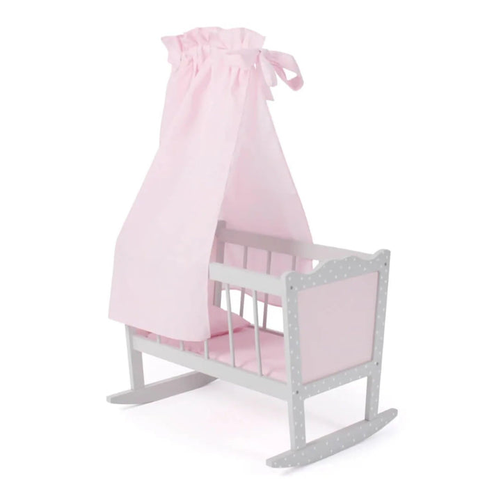 Bayer Chic 2000 - Puppenwiege, Wiege für Puppen, Puppenbett, Puppenmöbel, Puppenzubehör, Puntos grau