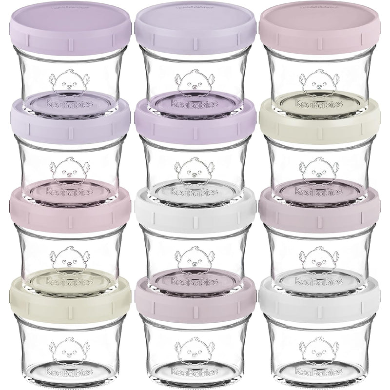 12-Pack Babybrei Einfrieren Behälter Glas - Beikost Baby Zubehör, Mikrowellen Babybrei Behälter, Lec