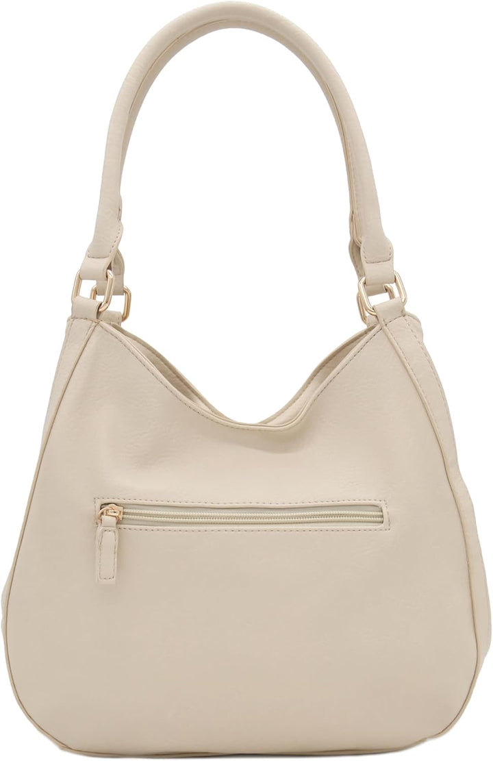 Leichte Hobo-Tasche aus Kunstleder mit 3 Fächern Beige, Beige