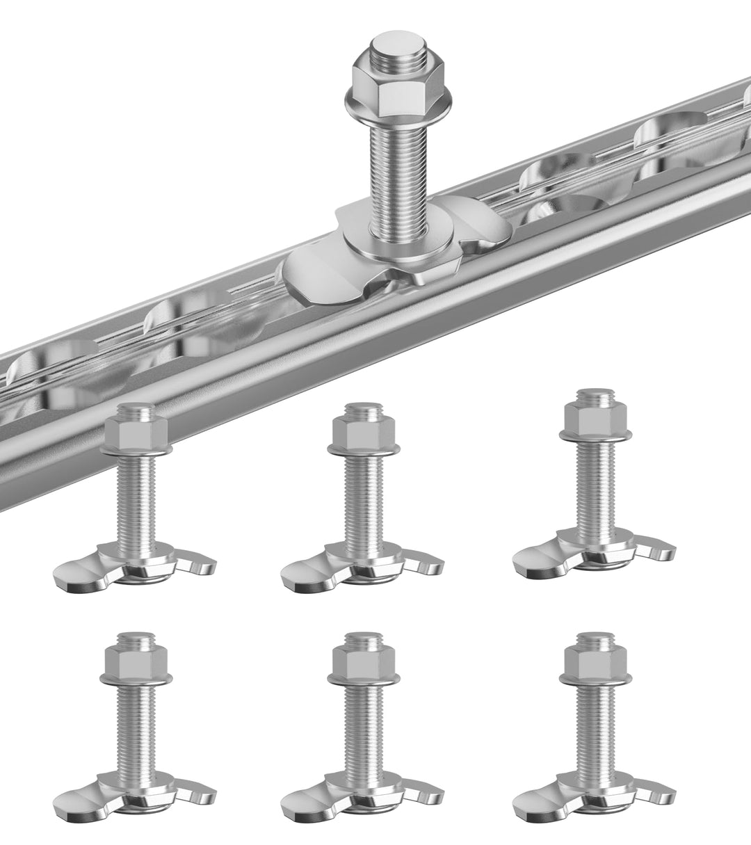 Schraubfitting Airlineschiene, 6 Stück M10x45 Endbeschlag Single | Airlineschiene Fitting Zurrschien