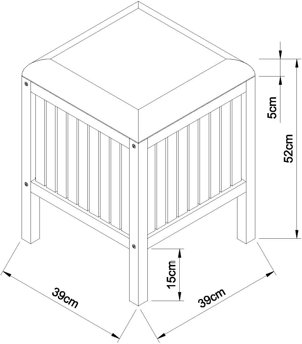 EISL BMBA02-WKBH Bambus Badhocker mit Wäschesammler, Wäsche Hocker mit Sitzfläche, Badezimmer Hocker