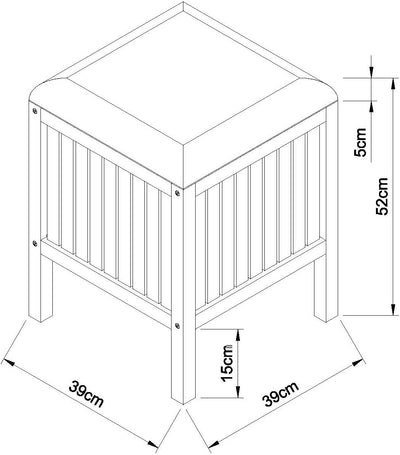 EISL BMBA02-WKBH Bambus Badhocker mit Wäschesammler, Wäsche Hocker mit Sitzfläche, Badezimmer Hocker