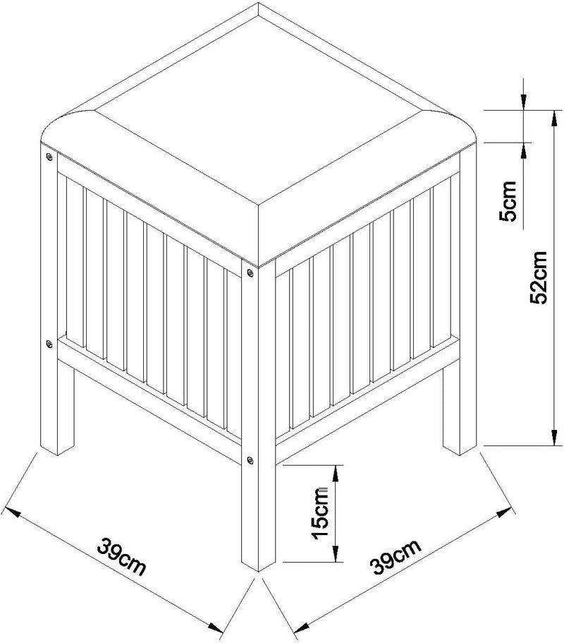 EISL BMBA02-WKBH Bambus Badhocker mit Wäschesammler, Wäsche Hocker mit Sitzfläche, Badezimmer Hocker