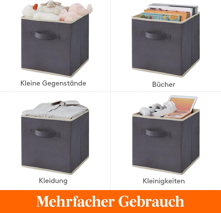 Lifewit 6 Stück 18L Faltbare Aufbewahrungswürfel, Mittel dekorative Aufbewahrungsboxen aus Stoff mit
