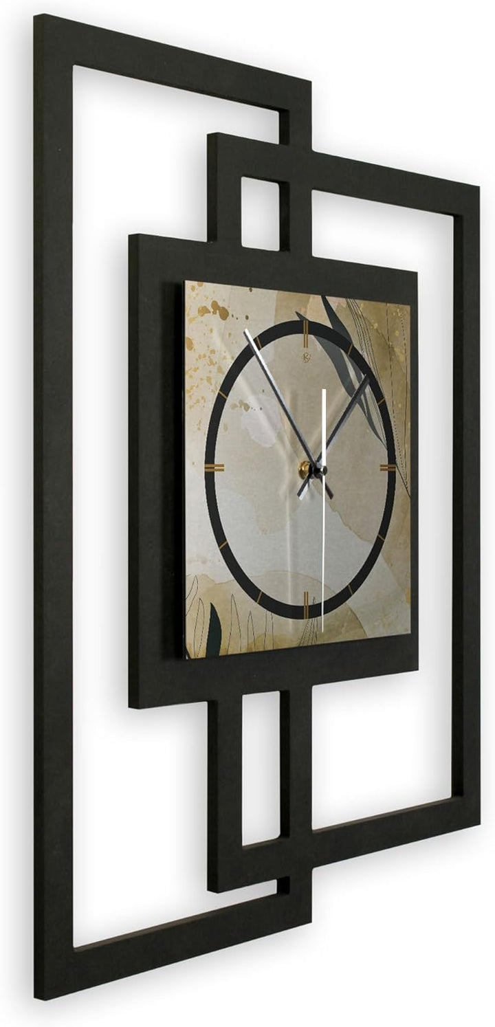 Kreative Feder Designer-WANDUHR „Elegant Leaves“ in modernem Metallic-Look ohne Tickgeräusche (Funk/